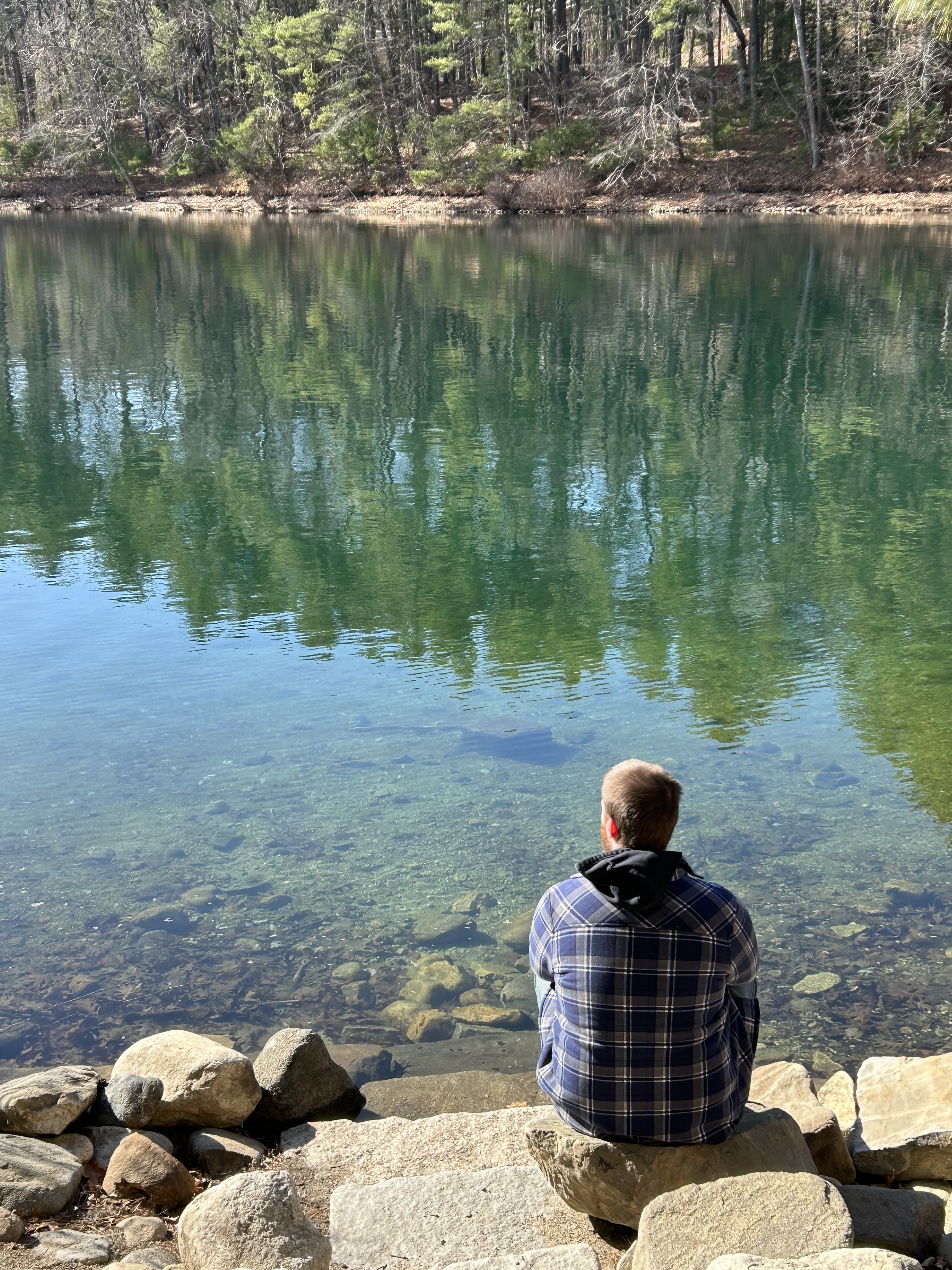 Me sitting on the shore of walden pond